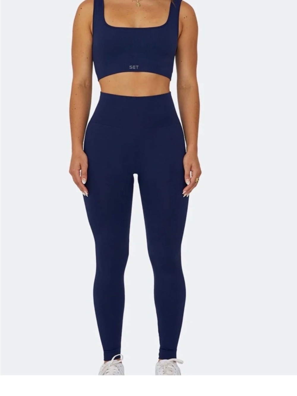 SET Active' Royal Blue sculpted High-Waist Leggings with Matching Crop Tank